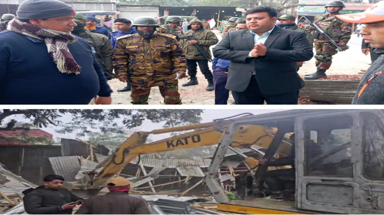 রাজৈরে অবৈধভাবে নির্মাণ করা কয়েকটি দোকান ঘর উচ্ছেদ