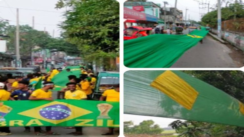 ঘোড়াশালে ব্রাজিল সমর্থকদের উন্মাদনা: টাঙানো হলো ৩০০ ফুট দীর্